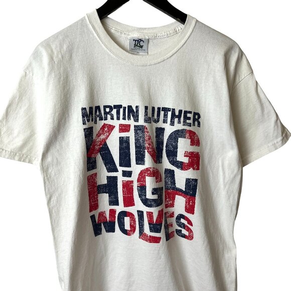 Martin Luther High Wolves T Shirt Vintage 90s Y2K Medium M White Graphic Tee - Picture 1 of 14